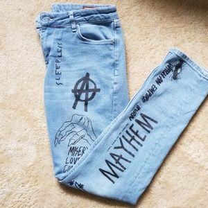 ASOS skinny fit graphic jeans